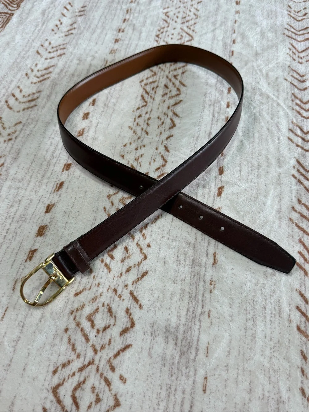 Christian Dior Classic Brown Leather Men’s womens Belt with Gold Buckle